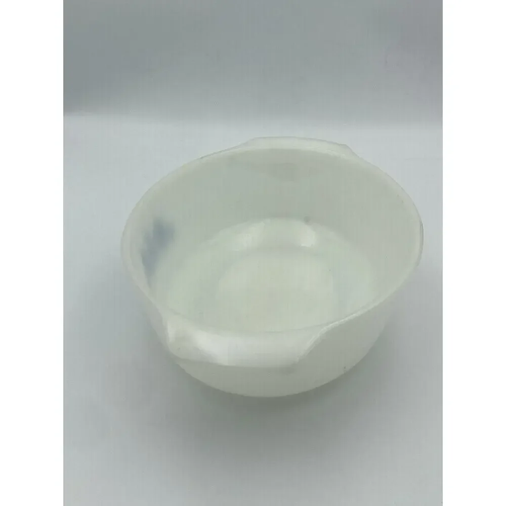 Fire-King Milk Glass Round Casserole Dish White Blue Floral Pattern 428